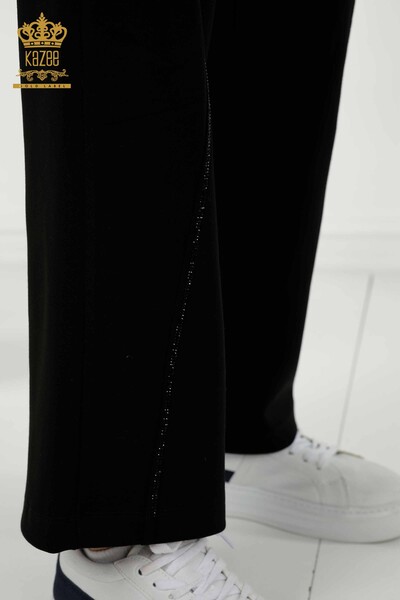 Женский спортивный костюм оптом - Вышитый камень - Черный - 17549 | КАZEE - Thumbnail
