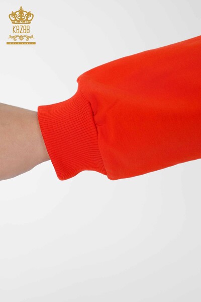 женский спортивный костюм оптом вышитый камнем оранжевый - 17480 | КАZEE - Thumbnail