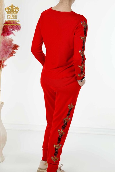 женский спортивный костюм оптом красочный цветочный красный - 16528 | КАZEE - Thumbnail