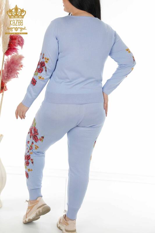 женский спортивный костюм оптом красочный цветочный узор синий - 16570 | КАZEE