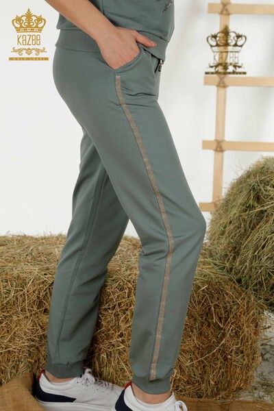 Женский спортивный костюм оптом - леопардовый узор - мятный - 17208 | КАZEE - Thumbnail
