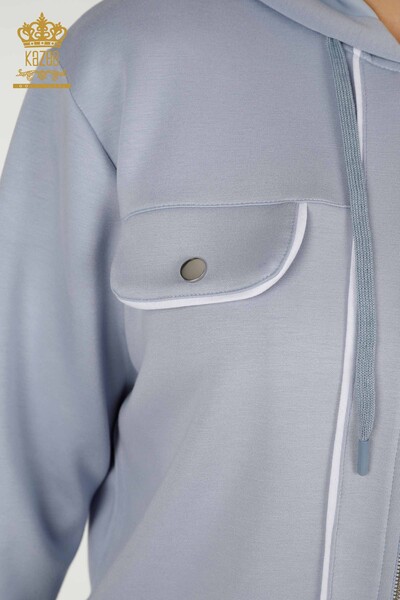 Женский спортивный костюм оптом - С двумя карманами - Синий, экрю - 17595 | КАZEE - 6