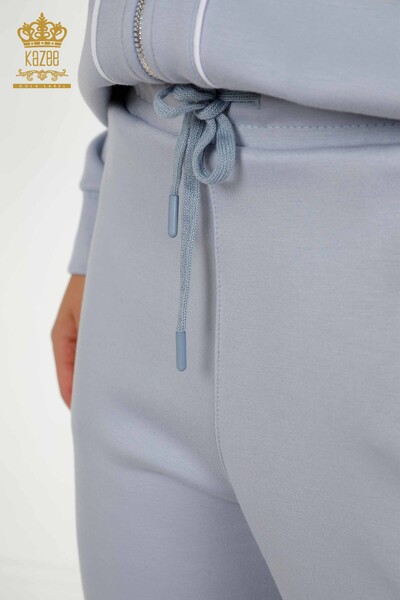 Женский спортивный костюм оптом - С двумя карманами - Синий, экрю - 17595 | КАZEE - Thumbnail