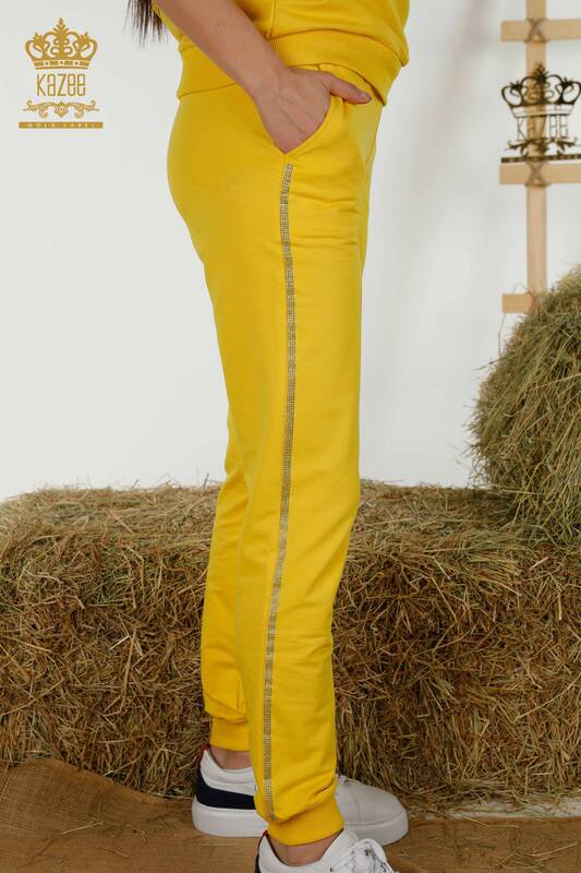женский спортивный костюм оптом - с принтом - с коротким рукавом - желтый - 17206 | КАZEE
