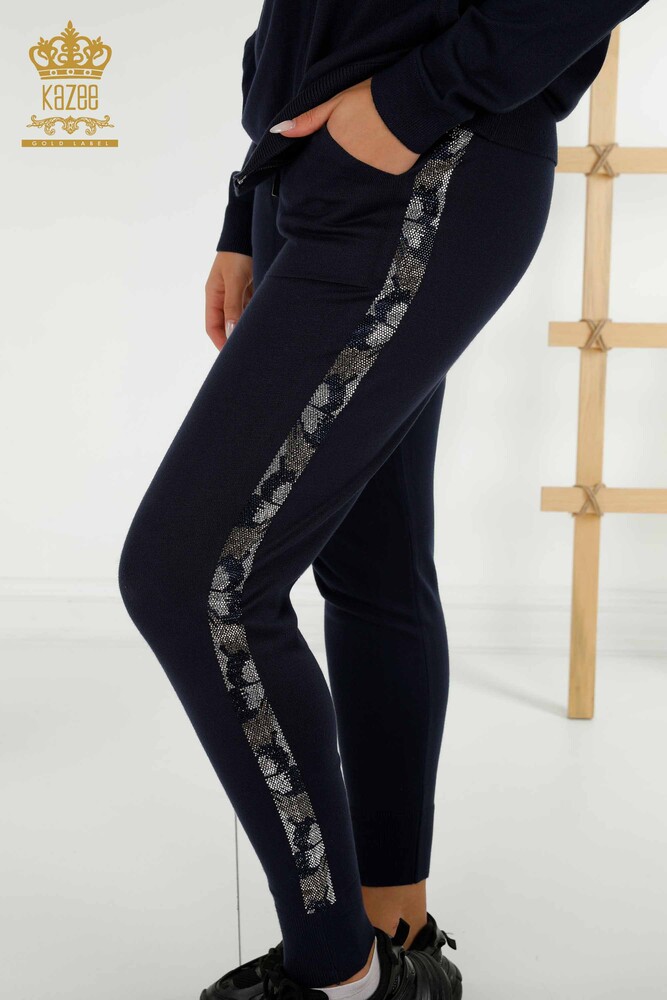 Женский спортивный костюм оптом - с узором бабочка - темно-синий - 16678 | КАZEE - 9