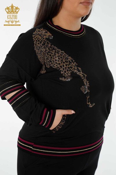 Женский спортивный костюм оптом Выкройка тигра Черный - 17379 | КАZEE - Thumbnail