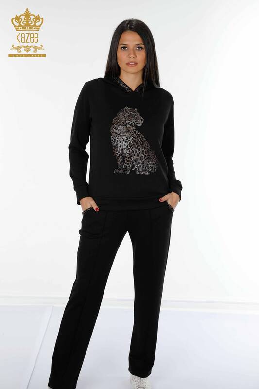 Женский спортивный костюм, оптовая продажа, тигровый узор, черный - 17437 | КАZEE