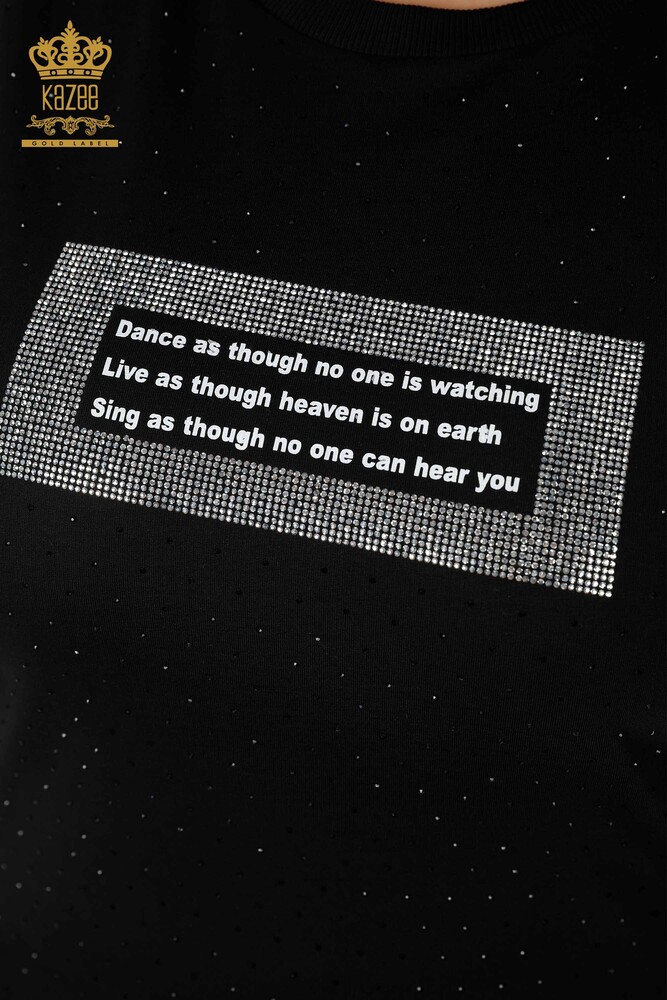 женский спортивный костюм оптом с коротким рукавом черный - 17389 | КАZEE - 4