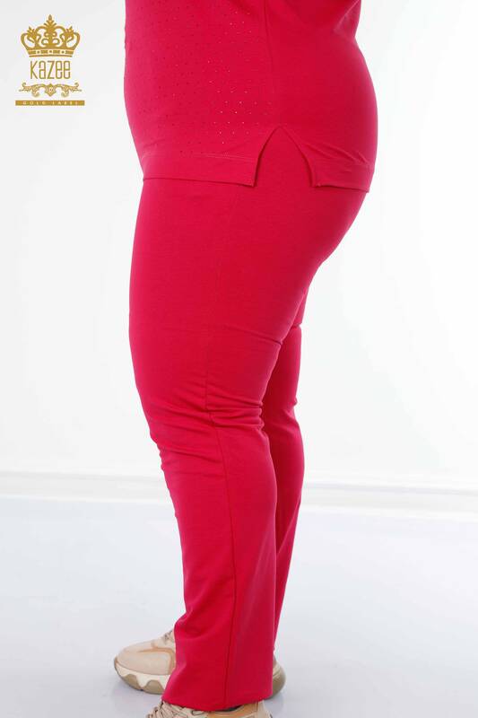 женский спортивный костюм оптом с коротким рукавом цвета фуксии - 17389 | КAZEE