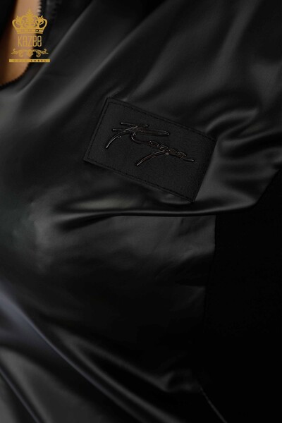 женский спортивный костюм оптом кожаный черный на молнии - 17337 | КАZEE - Thumbnail