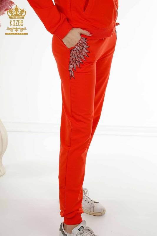 женский спортивный костюм оптом оранжевый кристалл с вышивкой - 17493 | КАZEE