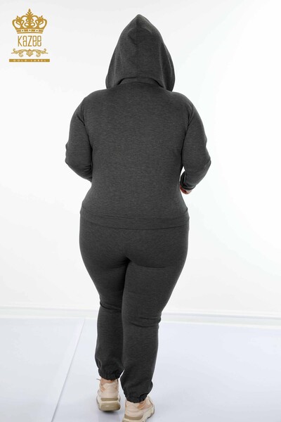 женский спортивный костюм оптом на молнии антрацитовый - 17489 | КАZEE - Thumbnail