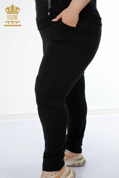 женский спортивный костюм оптом на молнии черный - 17394 | КАZEE - Thumbnail