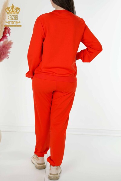 Оптовый женский спортивный костюм с карманом на молнии Оранжевый - 17494 | КАZЕЕ - Thumbnail