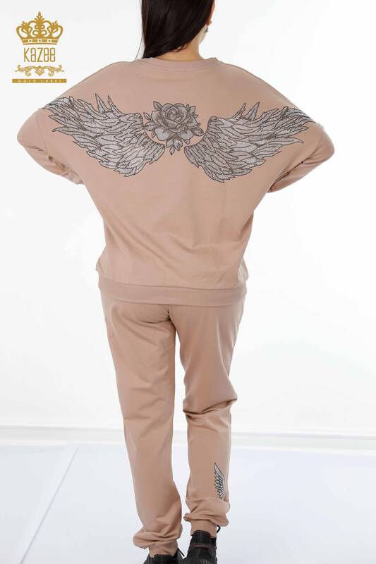 Женский спортивный костюм оптом с молнией и крыльями из норки - 17457 | КАZEE