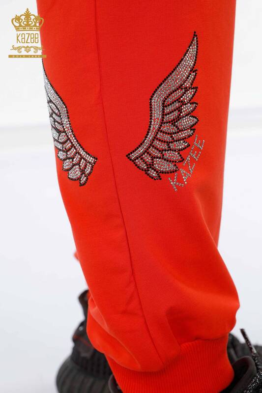 женский спортивный костюм оптом на молнии с рисунком крыла оранжевый - 17457 | КАZEE