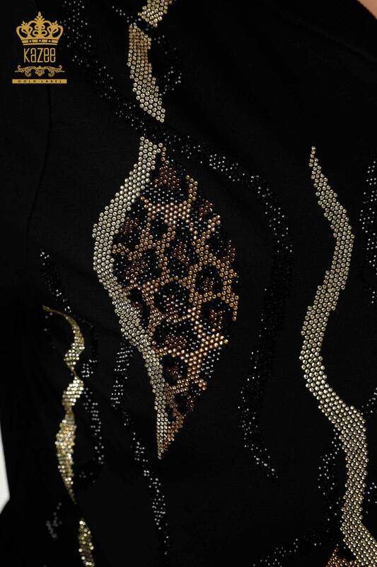 Женский спортивный костюм оптом молния с узором черный - 17540 | КAZEE