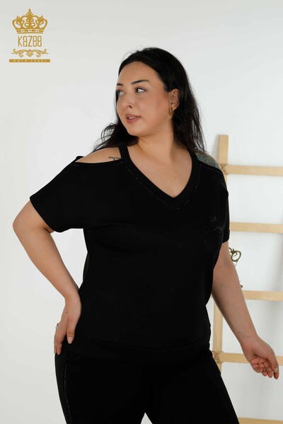 Kazee - Комплект спортивного костюма для женщин оптом - Подробное плечо - Черный - 20397 | КАZEE (1)