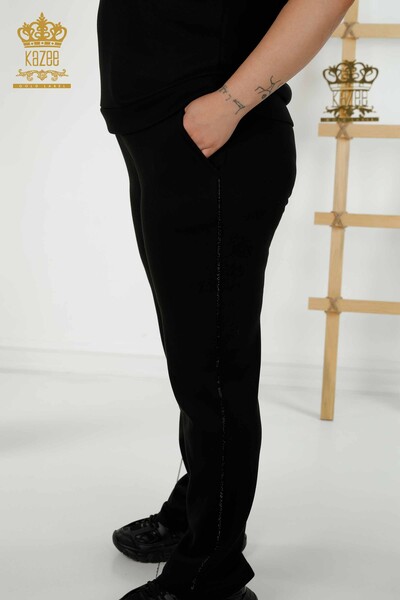Комплект спортивного костюма для женщин оптом - Подробное плечо - Черный - 20397 | КАZEE - Thumbnail