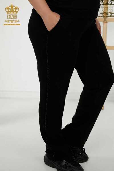 Комплект спортивного костюма для женщин оптом - Подробное плечо - Черный - 20397 | КАZEE - Thumbnail