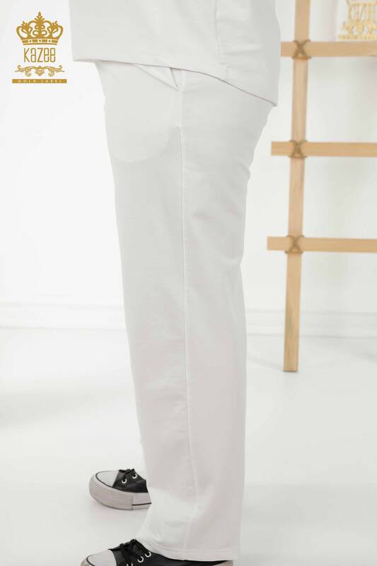 Женский спортивный костюм оптом - Полосатый Толстовка Белый Черный - 17543 | КАZEE