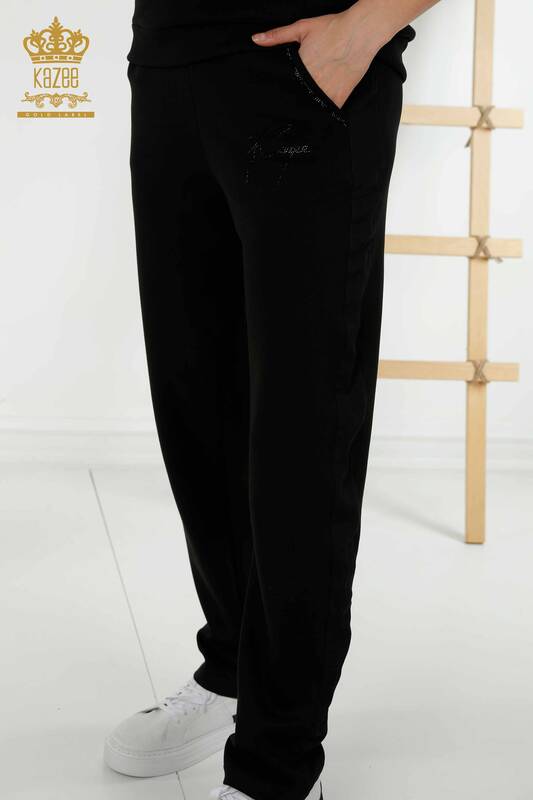 женский спортивный костюм оптом - с коротким рукавом - черный - 20396 | КАZEE