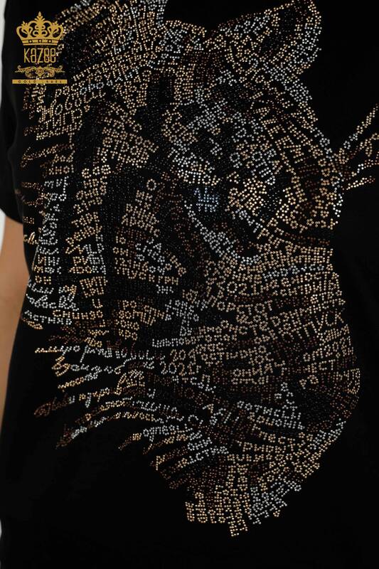 женский спортивный костюм оптом - леопардовый узор - черный - 17208 | КАZEE