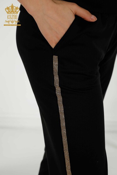 женский спортивный костюм оптом - леопардовый узор - черный - 17208 | КАZEE - Thumbnail