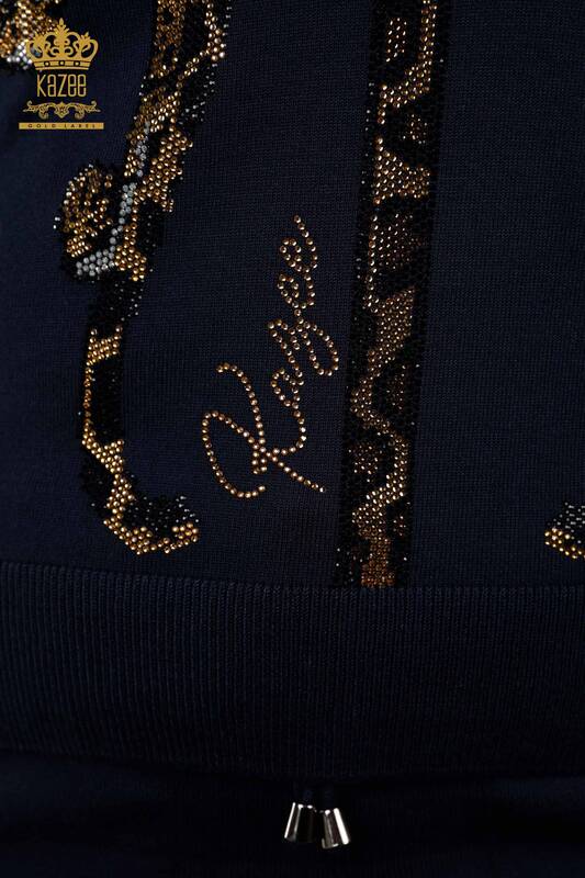 женский спортивный костюм оптом - леопардовый узор - темно-синий - 16521 | КАZEE