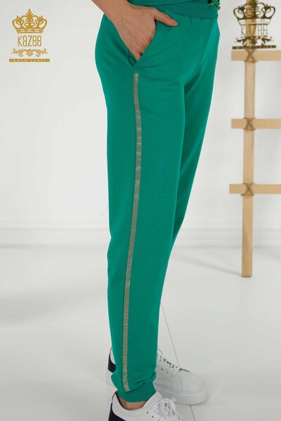 женский спортивный костюм оптом - леопардовый узор - зеленый - 17208 | КАZEE - Thumbnail