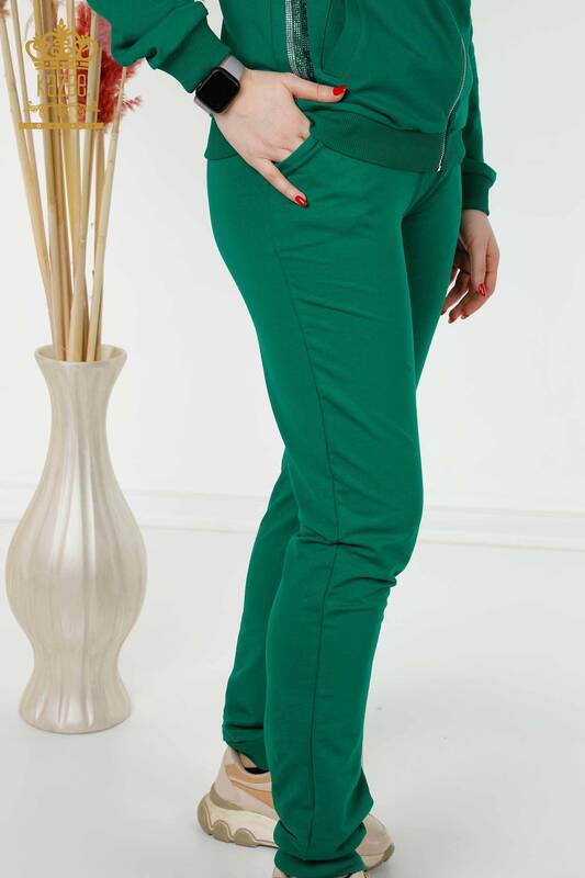 Женский спортивный костюм оптом с карманом на молнии Зеленый - 17494 | КАZEE