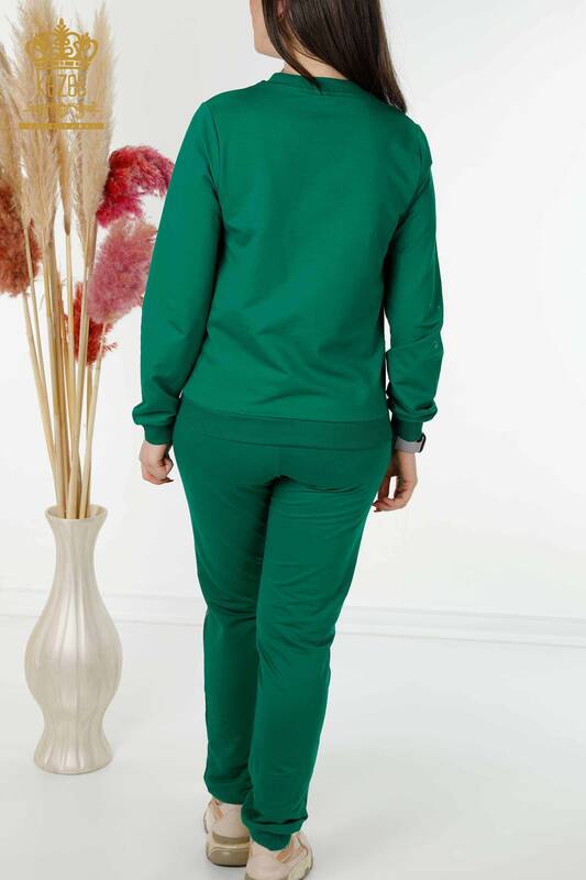 Женский спортивный костюм оптом с карманом на молнии Зеленый - 17494 | КАZEE