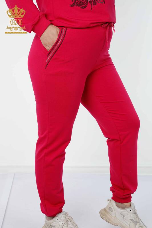 женский спортивный костюм оптом с капюшоном цвета фуксии - 17482 | КАZEE