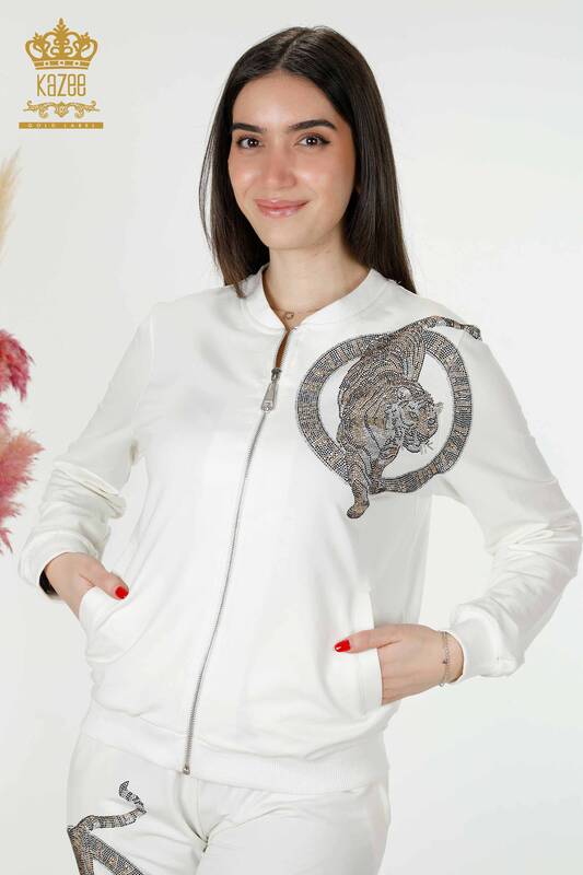 Женский спортивный костюм оптом с тигровым узором Ecru - 17495 | КАZЕЕ