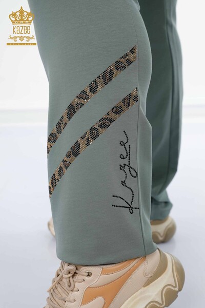 женский спортивный костюм оптом с тигровым узором мятного цвета - 17399 | КAZEE - Thumbnail
