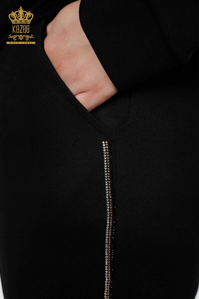 женский спортивный костюм оптом черный с капюшоном - 17443 | КАZEE - Thumbnail