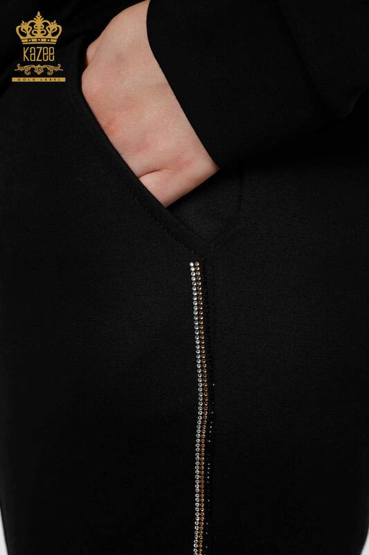 женский спортивный костюм оптом черный с капюшоном - 17443 | КАZEE