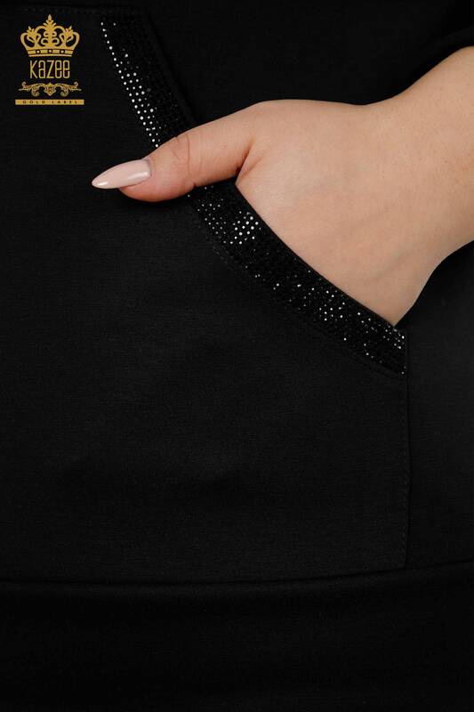 женский спортивный костюм оптом черный с капюшоном - 17477 | КАZEE