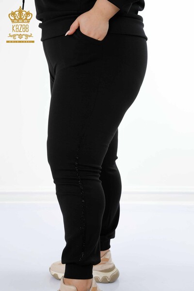 женский спортивный костюм оптом черный с капюшоном - 17477 | КАZEE - Thumbnail