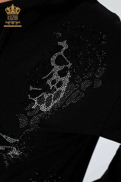 женский спортивный костюм оптом черный с капюшоном - 17482 | КАZEE - Thumbnail