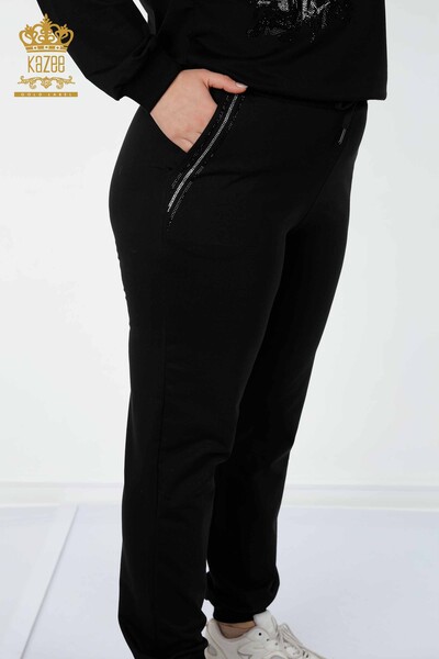 женский спортивный костюм оптом черный с капюшоном - 17482 | КАZEE - Thumbnail