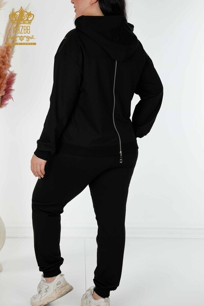 женский спортивный костюм оптом черный с капюшоном - 17483 | КАZEE - Thumbnail