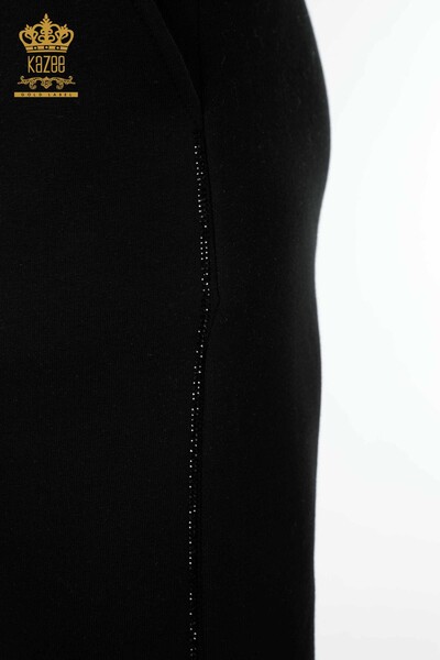 женский спортивный костюм оптом с капюшоном черный белый - 17468 | КАZEE - Thumbnail