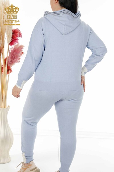 женский спортивный костюм оптом с капюшоном синий с карманом - 16453 | КАZEE - Thumbnail