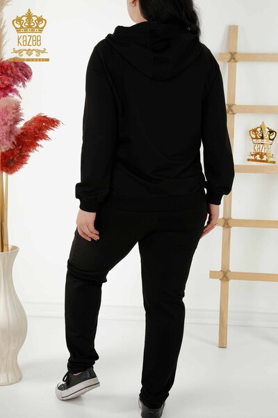 женский спортивный костюм оптом с капюшоном на молнии - черный - 17531 | КАZEE - Thumbnail