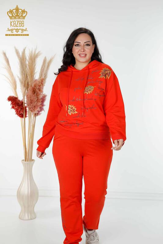 женский спортивный костюм оптом с капюшоном оранжевый - 17483 | КАZEE