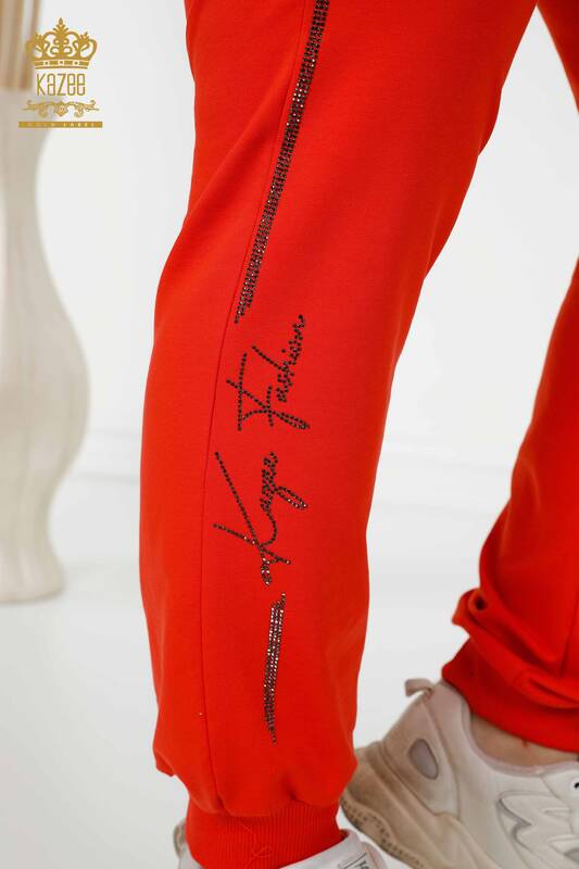 женский спортивный костюм оптом с капюшоном оранжевый - 17483 | КАZEE