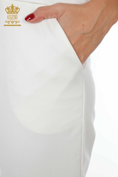 женский спортивный костюм оптом с цветочным узором цвета экрю - 17464 | КАZEE - Thumbnail