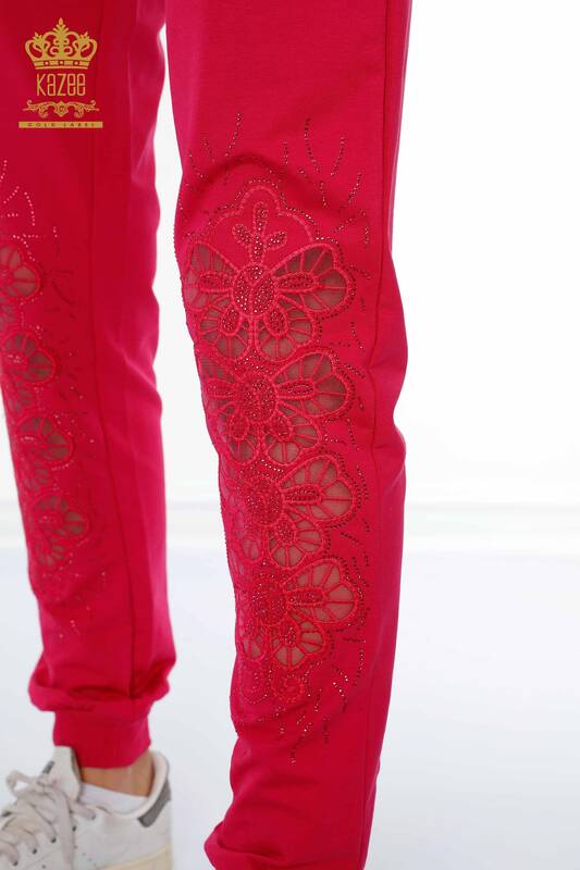 женский спортивный костюм оптом с цветочным узором цвета фуксии - 17464 | КАZEE