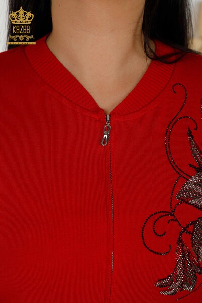 Женский спортивный костюм оптом - цветочный узор - красный - 16661 | КАZEE - Thumbnail